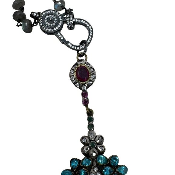 Turkish Pendant Necklace Semi-Precious Stones Grand Bazaar Istanbul 20" - Picture 7 of 10